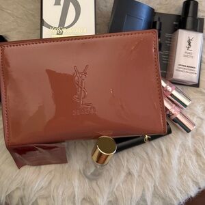 Yves Saint Laurent Brand new 2025 Brown Makeup Bag and Makeup Bundle